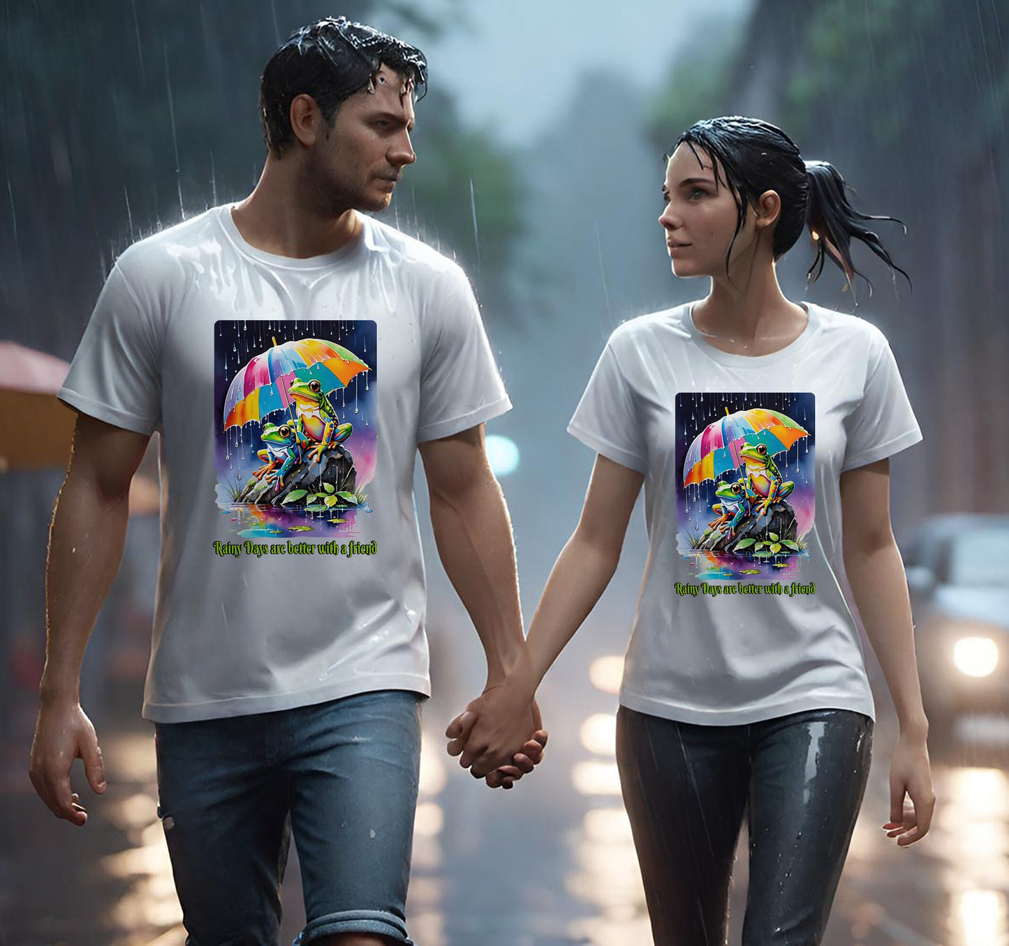 Don't be caught on a rainy day without your best friend, and hey what the heck why not commemorate the occasion with matching t-shirts. People may think your crazy but you will be having too much fun to care?