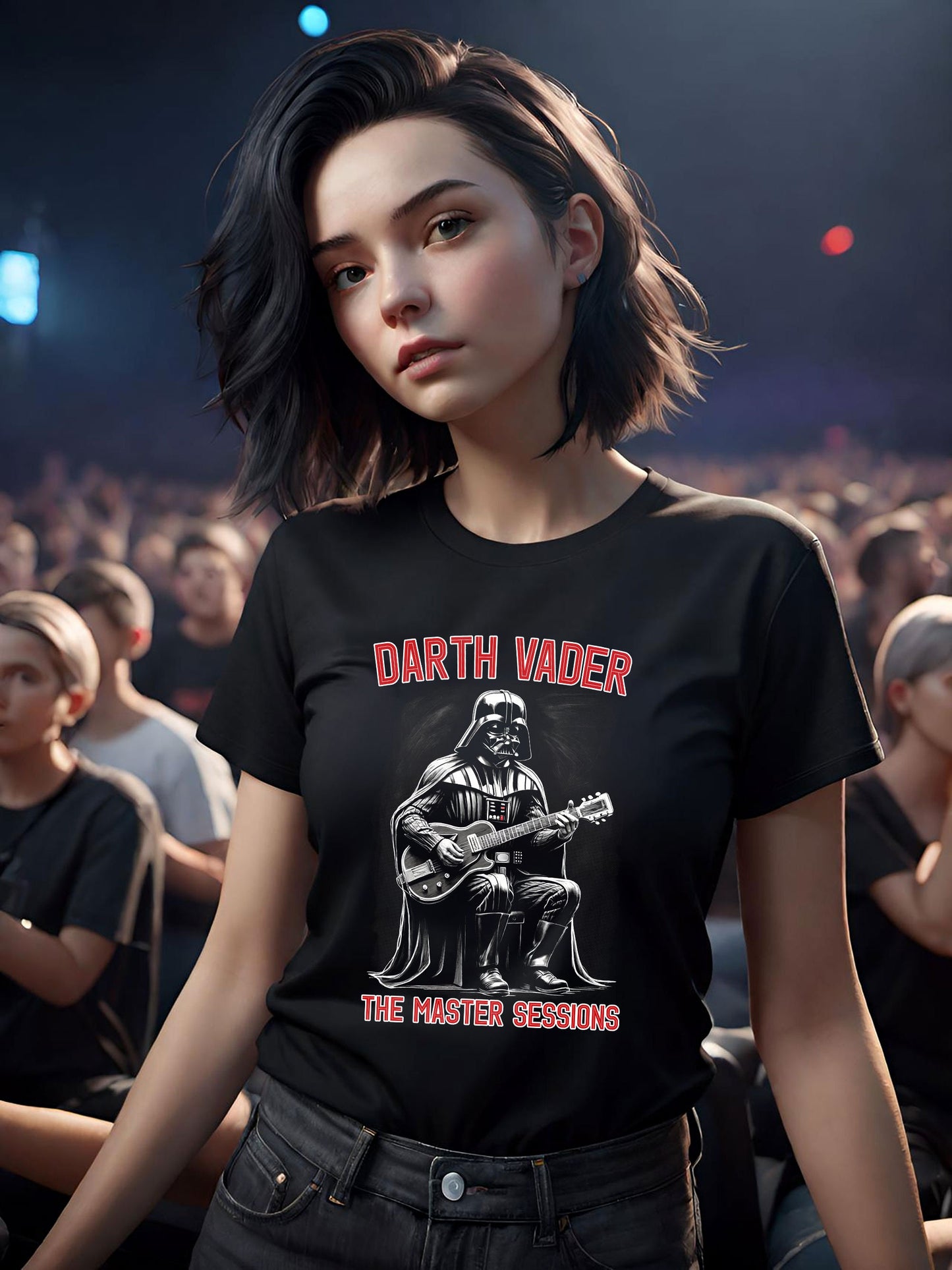 This groovy Darth Vader t-shirt is a must have for any Vader fan. This halftone t-shirt is stunning and light on a jet black t-shirt. Make all your Star Wars friends jealous with this hip graphic tee.