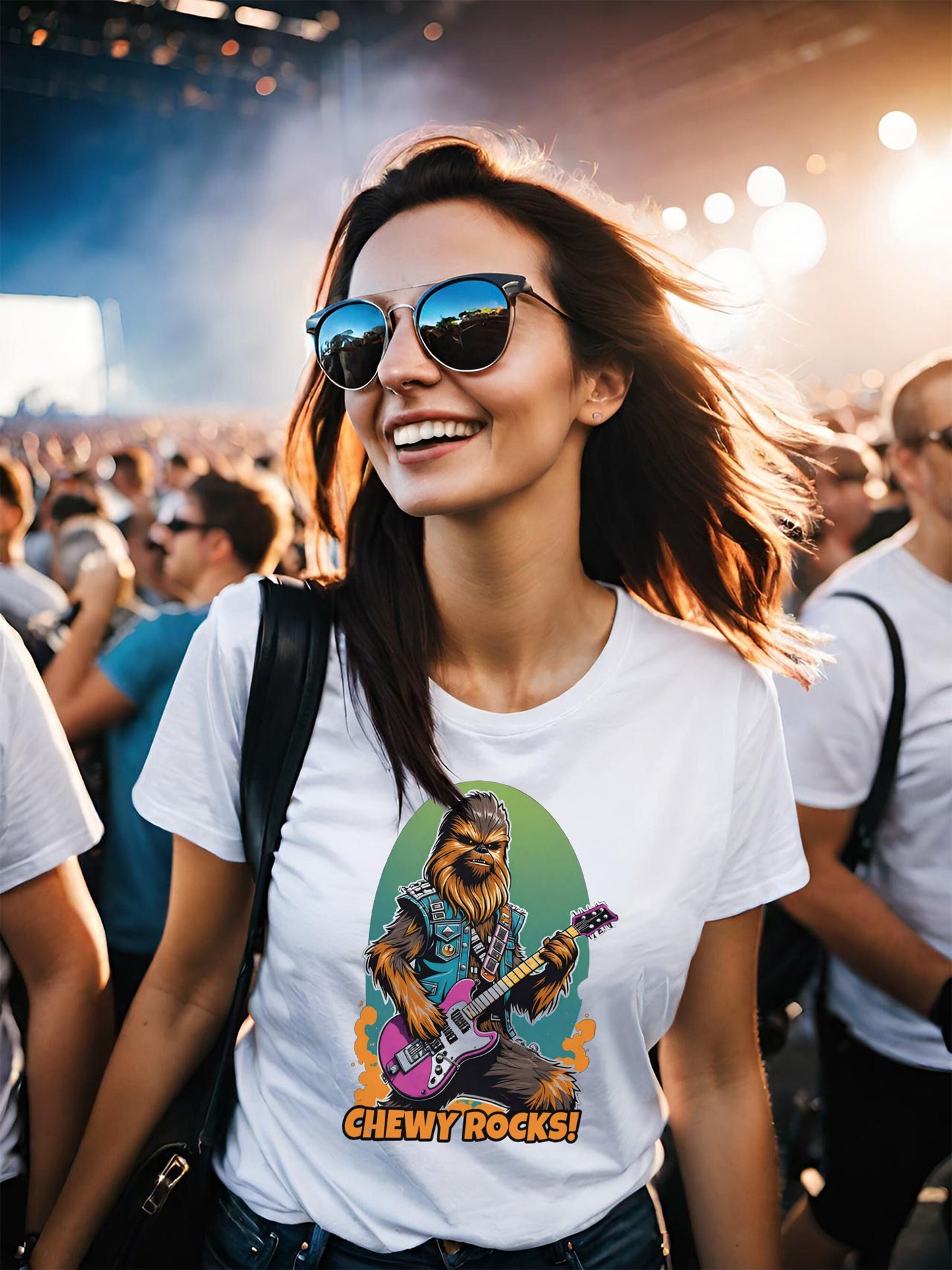 This awesome Chewy Rocks t-shirt is a must have for any Chewbacca fan. This Chewbacca t-shirt is stunning and will be your favorite shirt in no time. Make all your Star Wars friends jealous with this hip graphic tee.