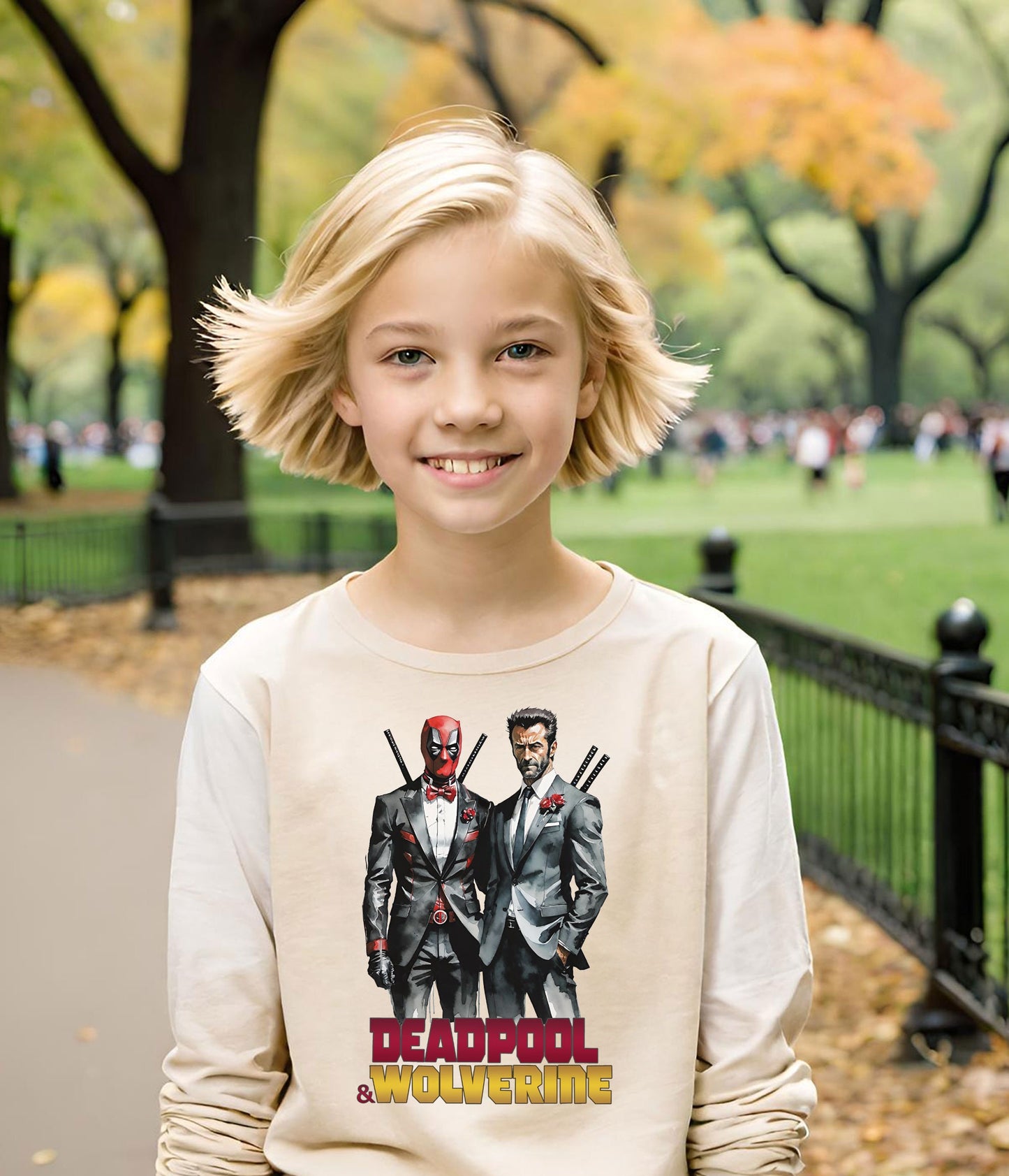 Deadpool and Wolverine t-shirt available in long sleeve t-shirts for girls, available in girls youth sizes as well as Toddler size t-shirts. Get your Deadpool 3 t-shirt today just in time for the Deadpool 3 movie.