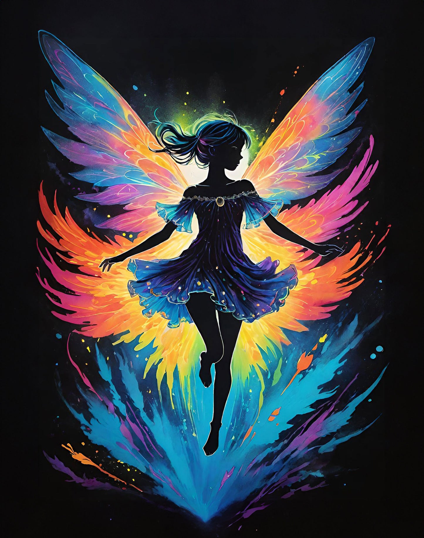This stunning Fairy t-shirt is sure to delight any fan of fairies, fantasy, and magic. This magical fairy t-shirt is a super light design with all of the black ink removed making the design super light and soft on an all cotton t-shirt.