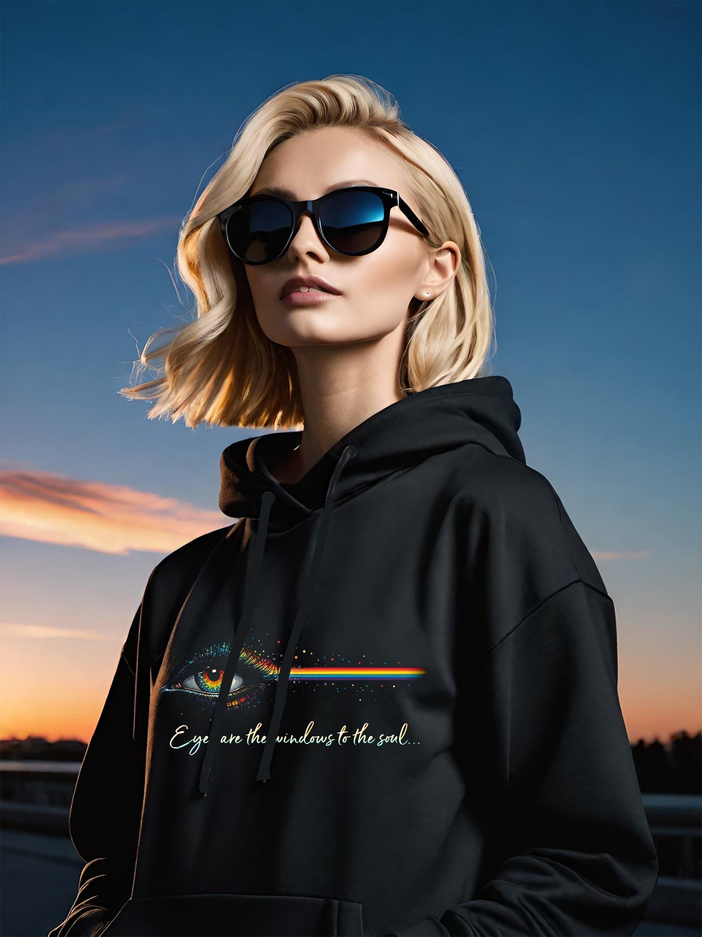 Cosmic Eye Unisex Hoodie - Rainbow Eyes Design for Love and Connection