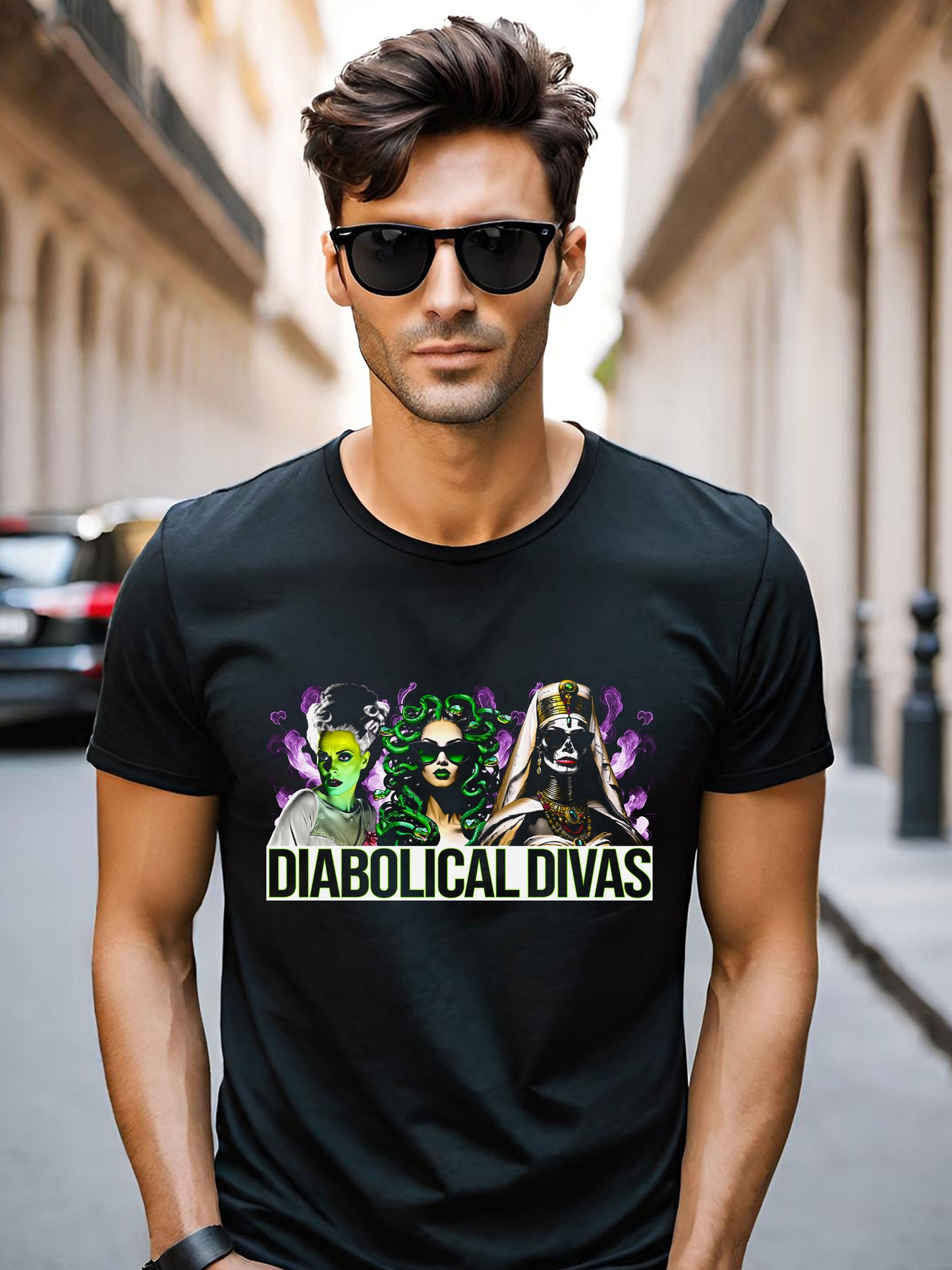 Diabolical Divas T-shirt, Gothic Horror T-shirt, Movie Monster T-shirt, Halloween t-shirt, unisex gothic t-shirt, Unisex Jersey Short Sleeve Tee