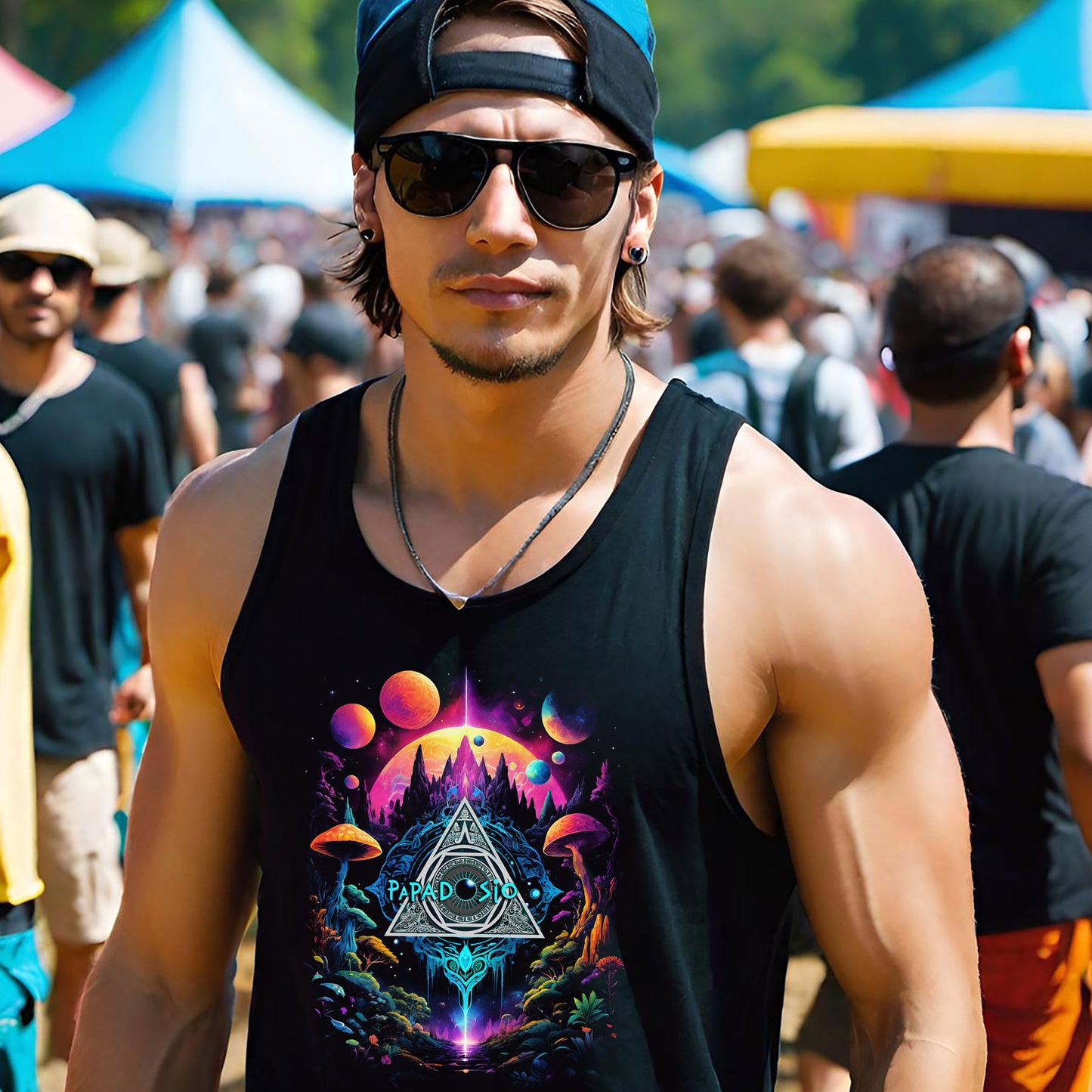Papadosio Unisex Jersey Tank, Hippie Festival Music Concert Psychedelic Tee, Cosmic Band Fan Art Shirt, Gildan Festival Tank Top, Trippy