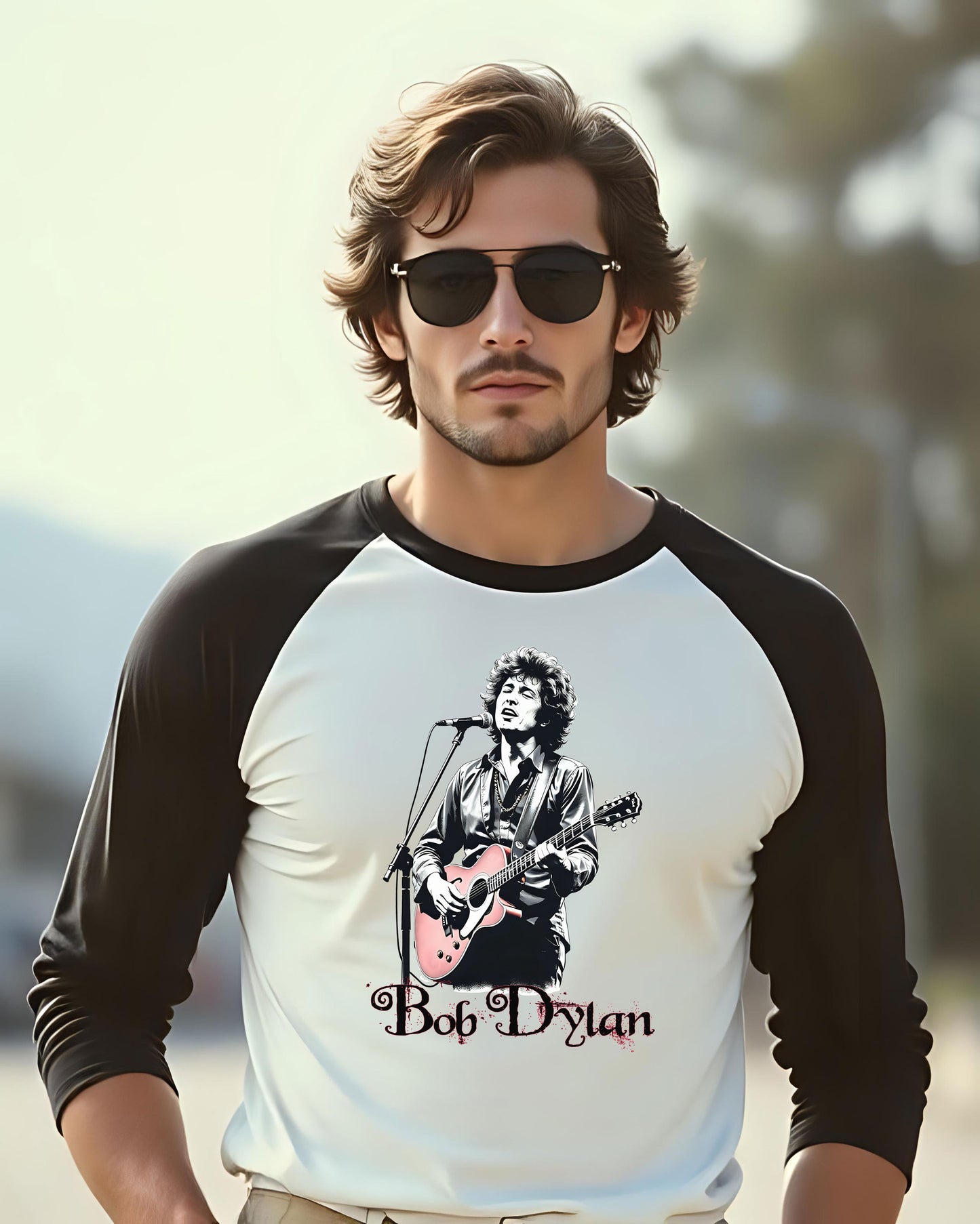 Bob Dylan Unisex Raglan Shirt - Retro Music Tee, Gift for Music Lovers, Concert Outfit, Vintage Style, Rock and Roll Apparel