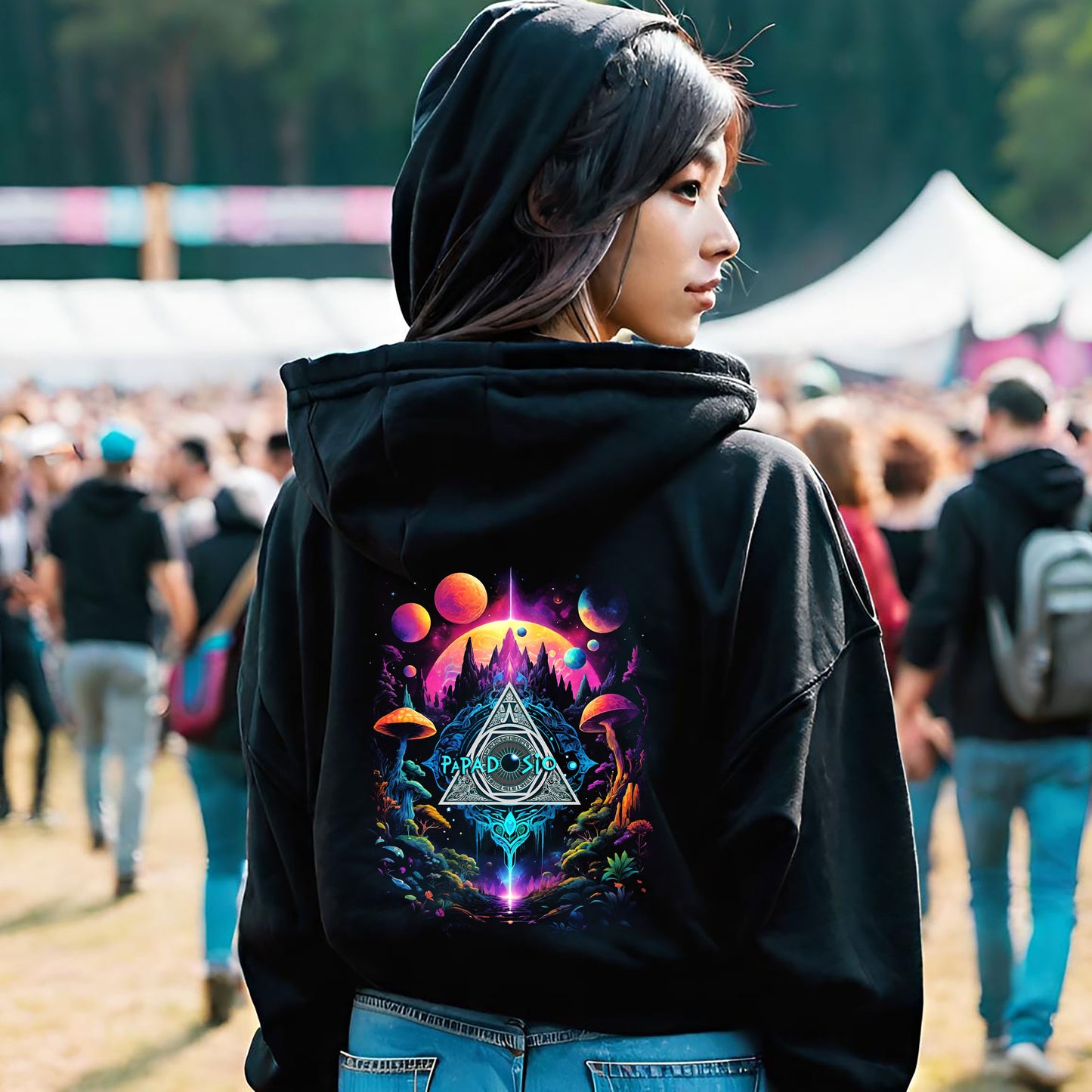 Papadosio Festival Hoodie, Music Festival Apparel, Psychedelic Unisex Hooded Sweatshirt, Neon Magic Mushroom Trippy Hoodie, Original