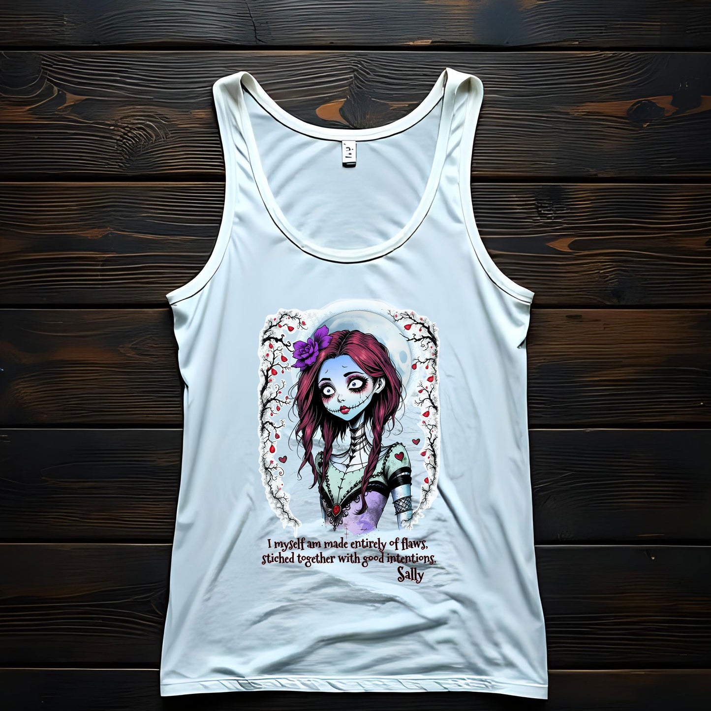 Sweatshirt, Nightmare Before Christmas Sally Design, Gothic Whimsical Women's Racerback Tank, Jack and Sally Collectors, Halloween Christmas