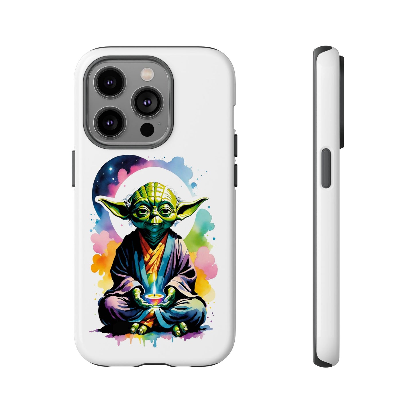 Rugged Phone Case, Watercolor Yoda Design - Star Wars Inspired Phone Cover, Jedi Master Tough Cases, Groovy Yoda Cell Phone Case, Colorful