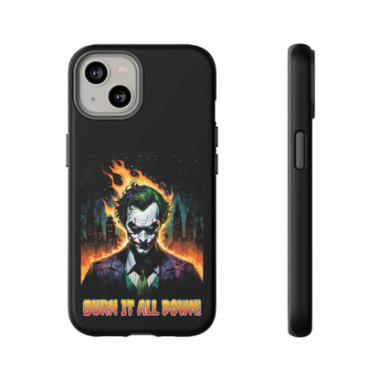 Joker Tough Cases for IPhone, Burn it all Down, Unique Cell Covers for Batman Fans, Cool Cellphone Protectors, DC Comics Gift