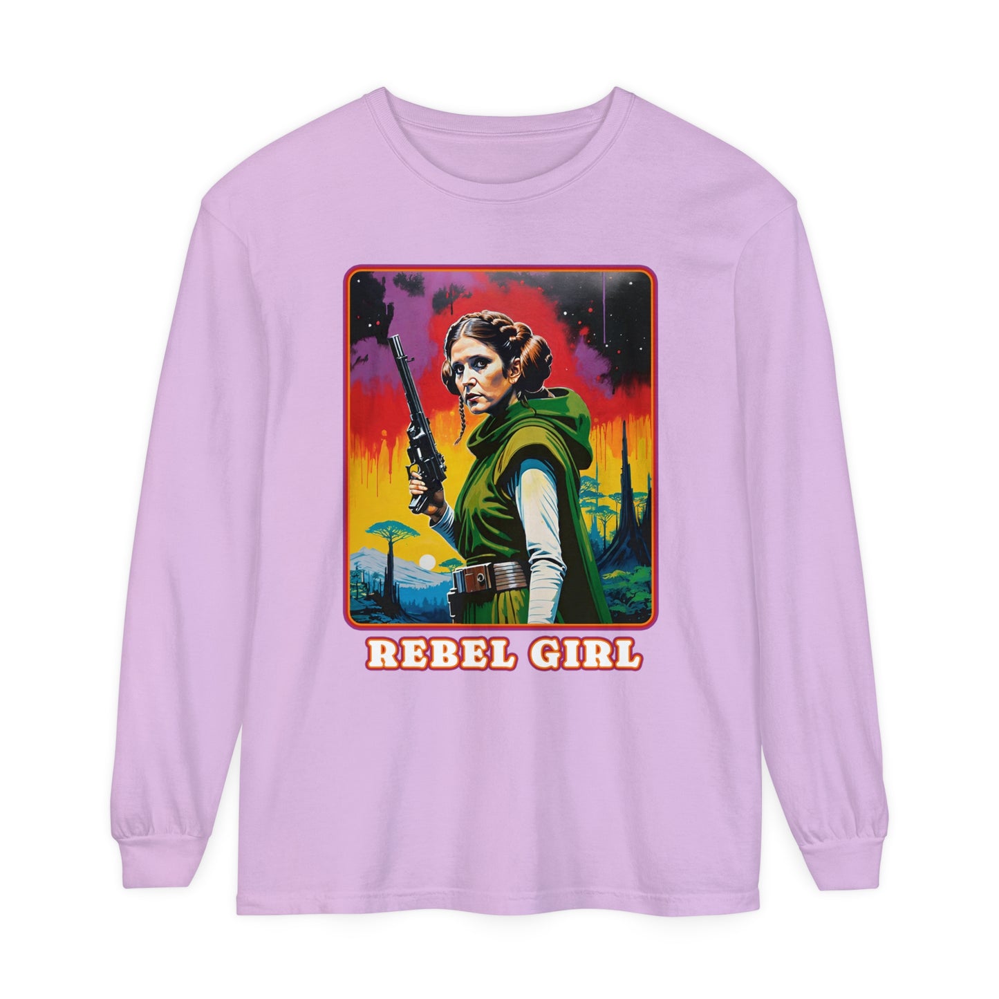 Princess Leia Rebel Princess Long Sleeve T-Shirt, Star Wars Fan Gift Cosplay Tee, Unisex Garment-dyed Shirt, Rebel Girl Tee