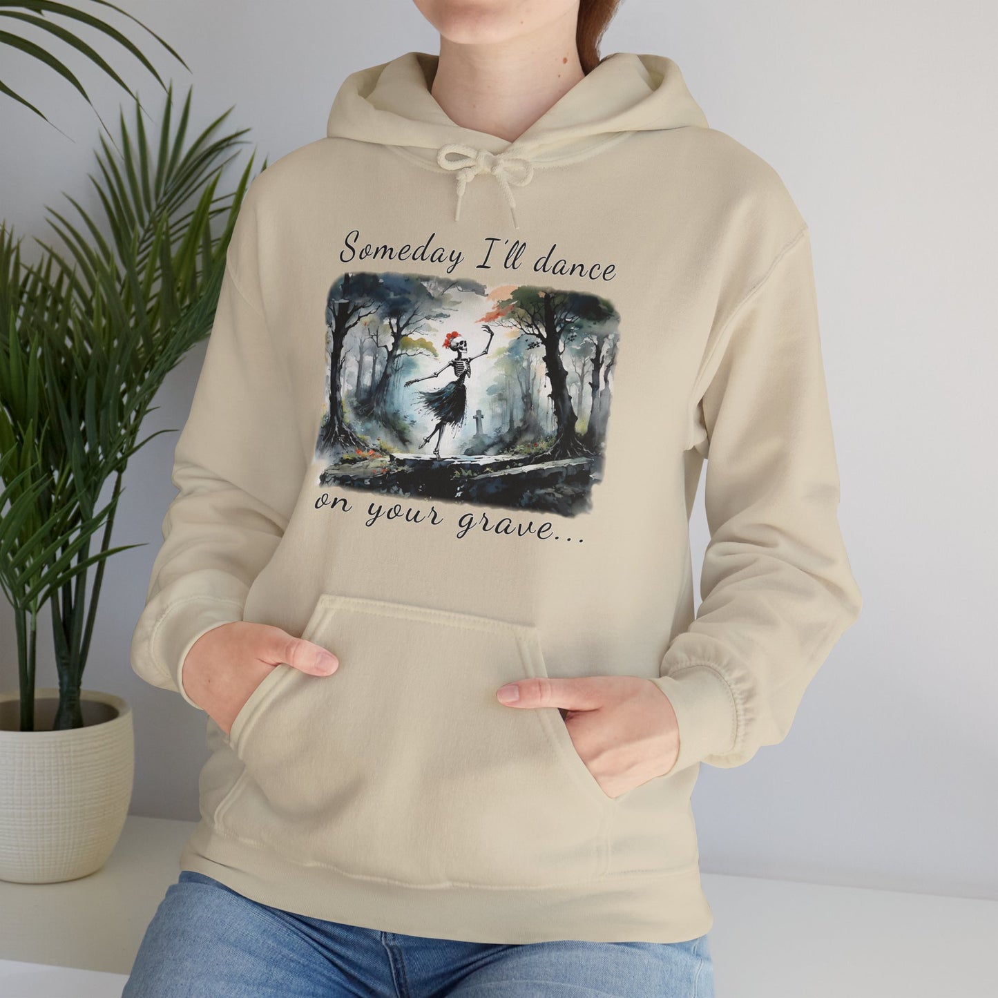 This Haunting Skeleton Hoodie is perfect for ladies who love things that are spooky and macabre. This hooded sweatshirt design is both stunning and chilling. Available stylish soft cream Unisex Hoodies.