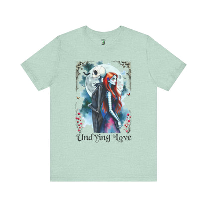 Undying Love Unisex Cotton T-shirt, Jack and Sally Halloween Tee, Gothic Love Story Shirt, Halloween Christmas Fan Apparel, Gothic Romance