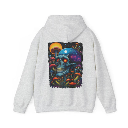 Magic Mushroom Skull Sweatshirt, Trippy Hoodie for Festivals and Relaxing, Unique Gift for Adults, Expressive Artistic Clothing, Cosmically