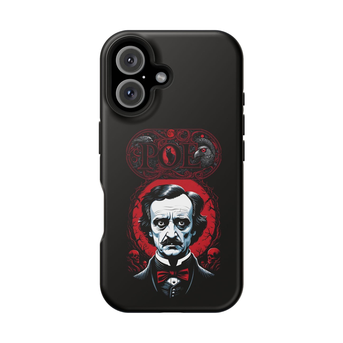 Gothic Edgar Allen Poe Impact-Resistant Cell Phone Case, Skulls Ravens Black Cat, Macabre Poe Fan Gift, Gothic Phone Cover, Creepy Gothic