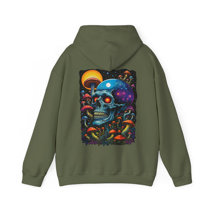 Magic Mushroom Skull Sweatshirt, Trippy Hoodie for Festivals and Relaxing, Unique Gift for Adults, Expressive Artistic Clothing, Cosmically