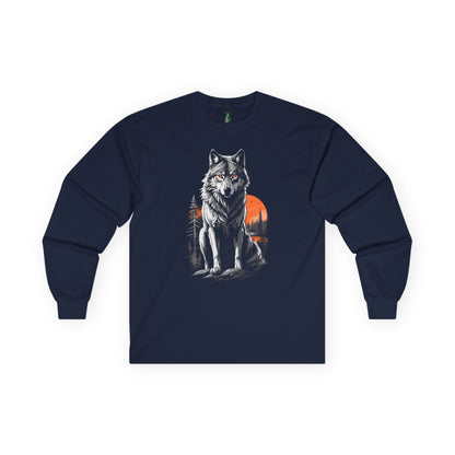 Wolf Moon Long Sleeve Tee - North American Gray Wolf Hoodie, Endangered Species Awareness Shirt, Wildlife Lover Gift, Nature Graphic Tee,