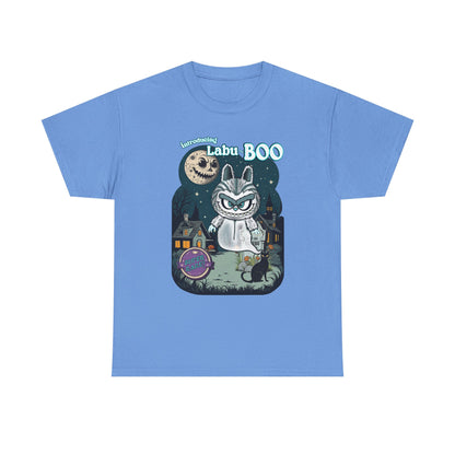 Labu Boo Unisex Tee, Ghostly Charm Tshirt, Vintage Cartoon Style Shirt, Parody Labubu Top, Halloween Costume
