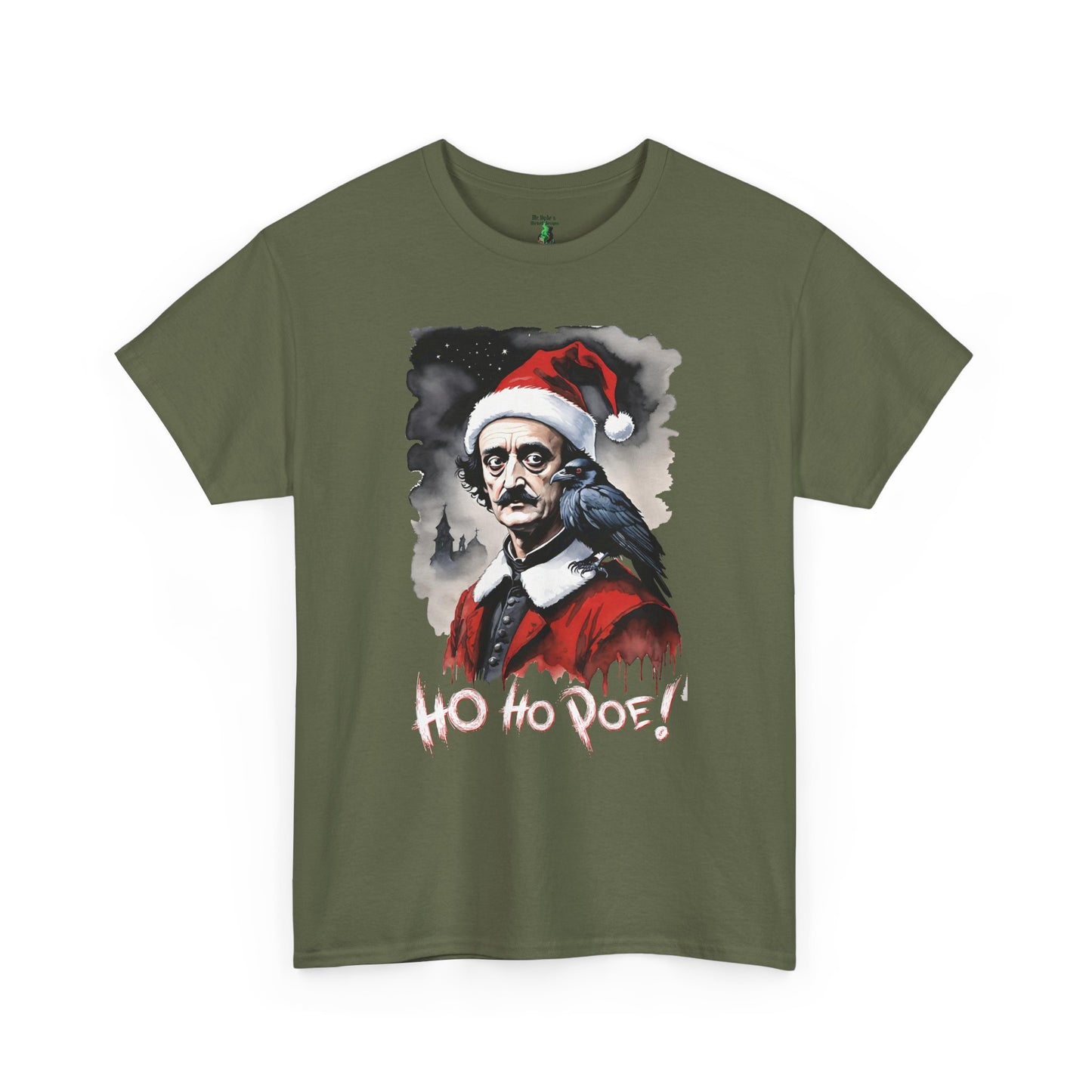 Edgar Allen Poe Santa T‑Shirt — "Ho Ho Poe!" Gothic Christmas Tee