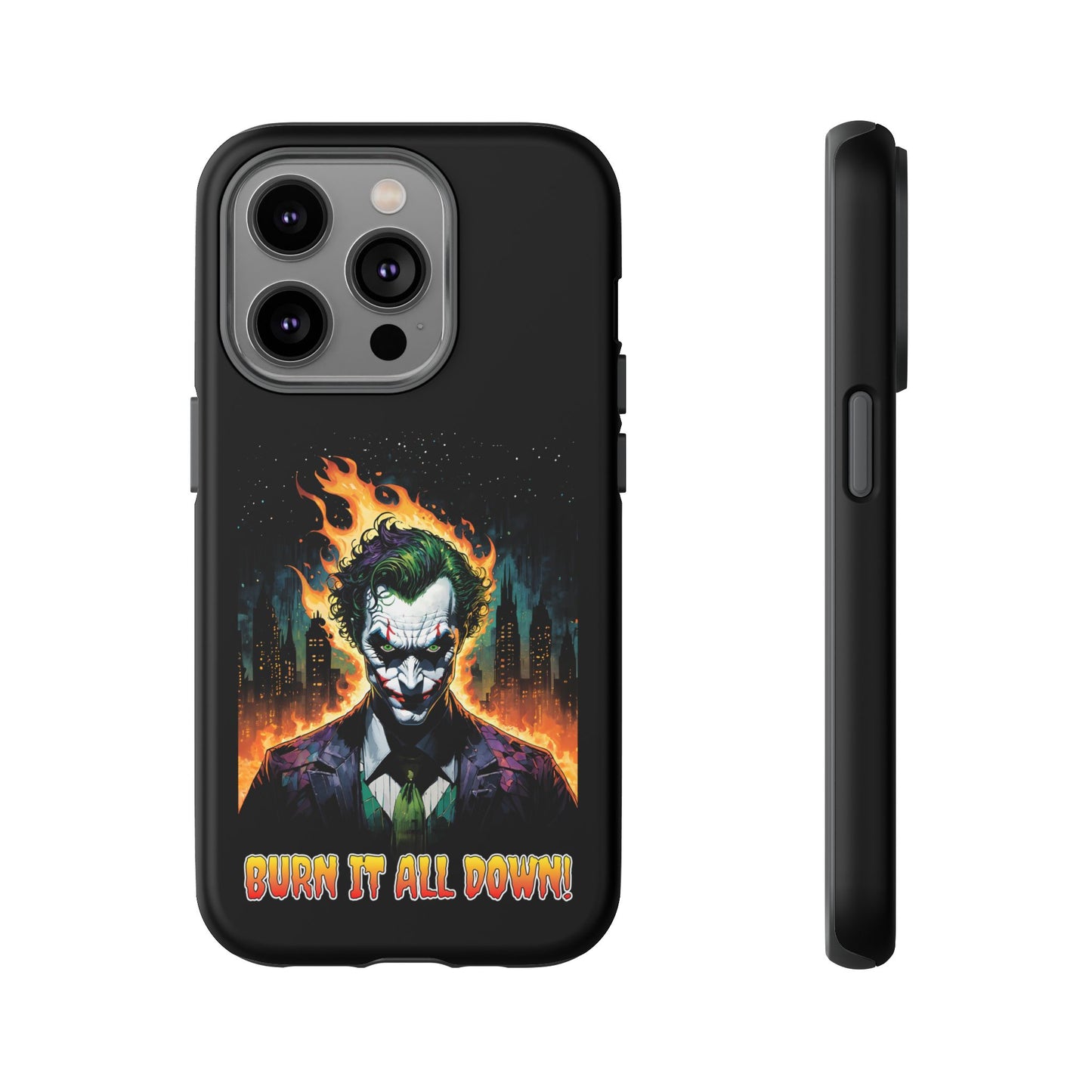 Joker Tough Cases for IPhone, Burn it all Down, Unique Cell Covers for Batman Fans, Cool Cellphone Protectors, DC Comics Gift