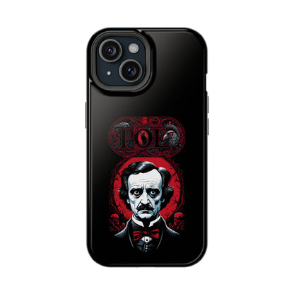 Gothic Edgar Allen Poe Impact-Resistant Cell Phone Case, Skulls Ravens Black Cat, Macabre Poe Fan Gift, Gothic Phone Cover, Creepy Gothic