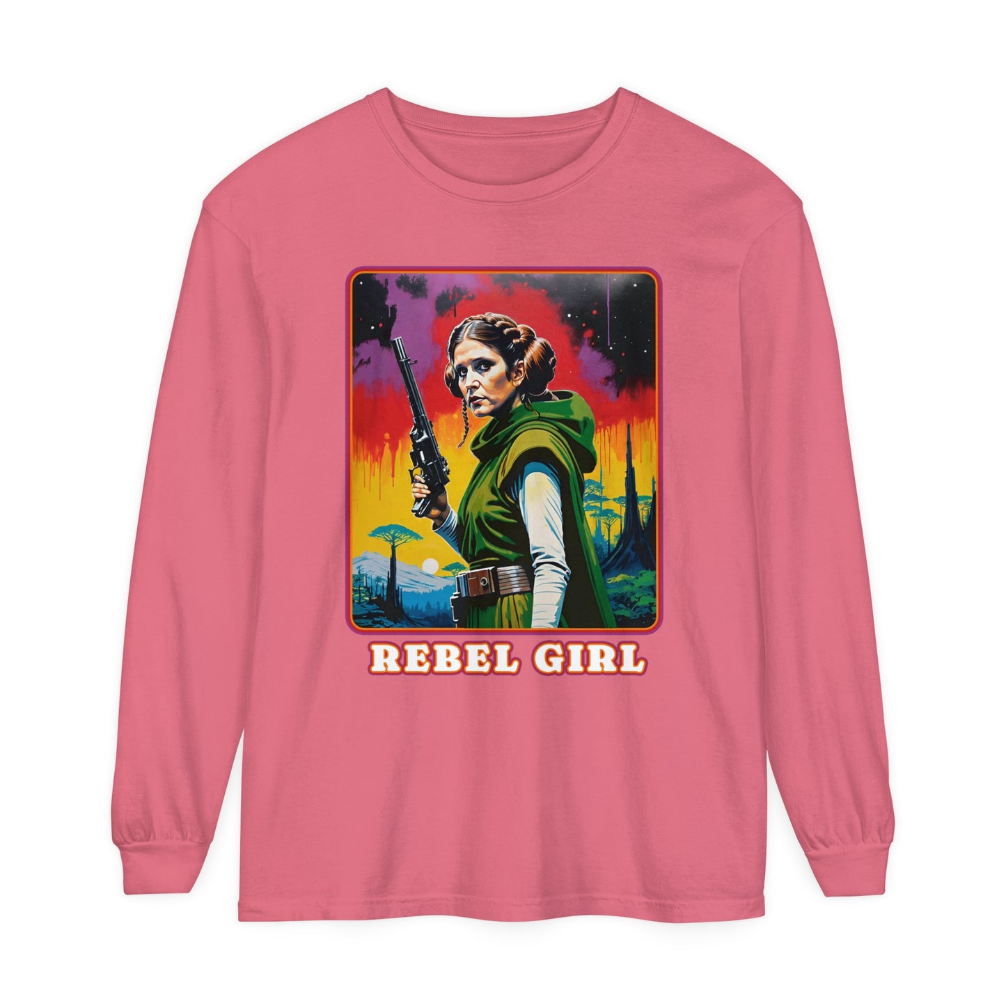 Princess Leia Rebel Princess Long Sleeve T-Shirt, Star Wars Fan Gift Cosplay Tee, Unisex Garment-dyed Shirt, Rebel Girl Tee