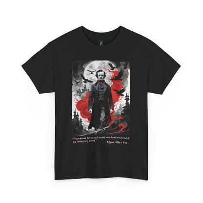 Gothic Edgar Allen Poe T-shirt for Serious Fans, Unisex Heavy Cotton Tee, Macabre Tee, Poe Quote Shirt, Watercolor Poe Tee