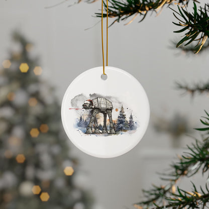 Star Wars inspired Christmas Ceramic Ornaments - Darth Santa AT-AT Walker Design - (1pc. 3pc. 5pc. 10pc.)