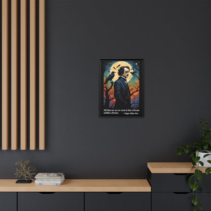 Edgar Allan Poe Portrait Matte Canvas | Framed Literary Wall Art