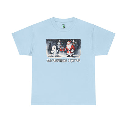 Christmas Spirit Unisex Cotton Tee - Santa & Ghost Holiday Shirt - Spooky Christmas T-shirt