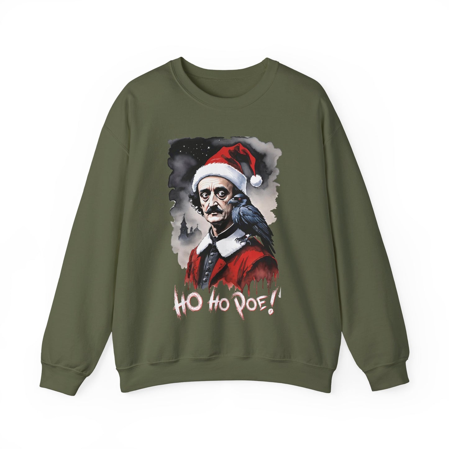 Poe Santa Sweatshirt — "Ho Ho Poe!" Edgar Allan Poe Christmas Crewneck