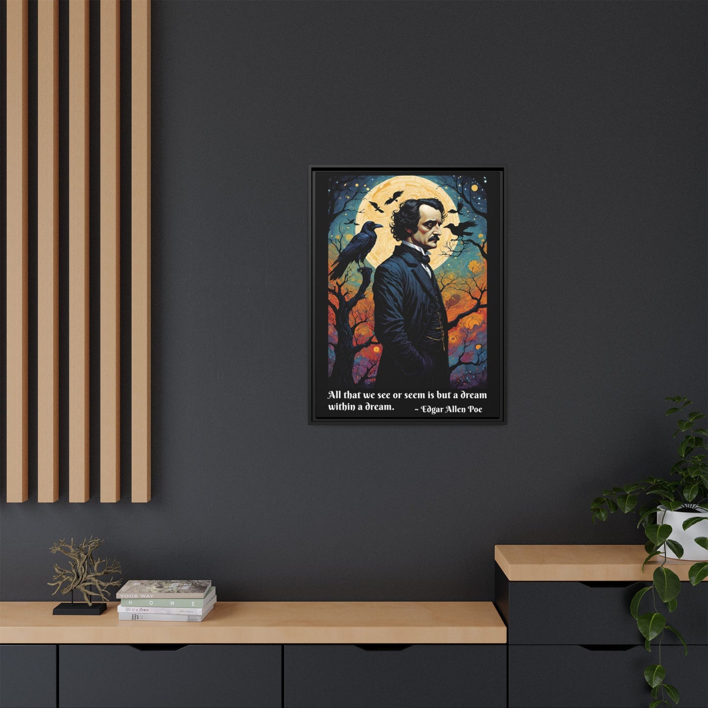 Edgar Allan Poe Portrait Matte Canvas | Framed Literary Wall Art