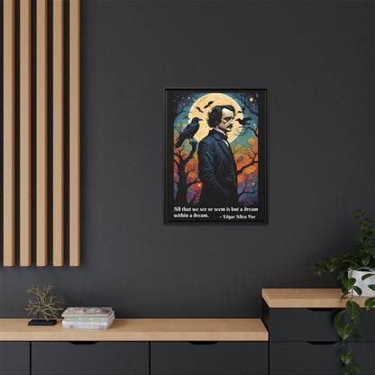 Edgar Allan Poe Portrait Matte Canvas | Framed Literary Wall Art