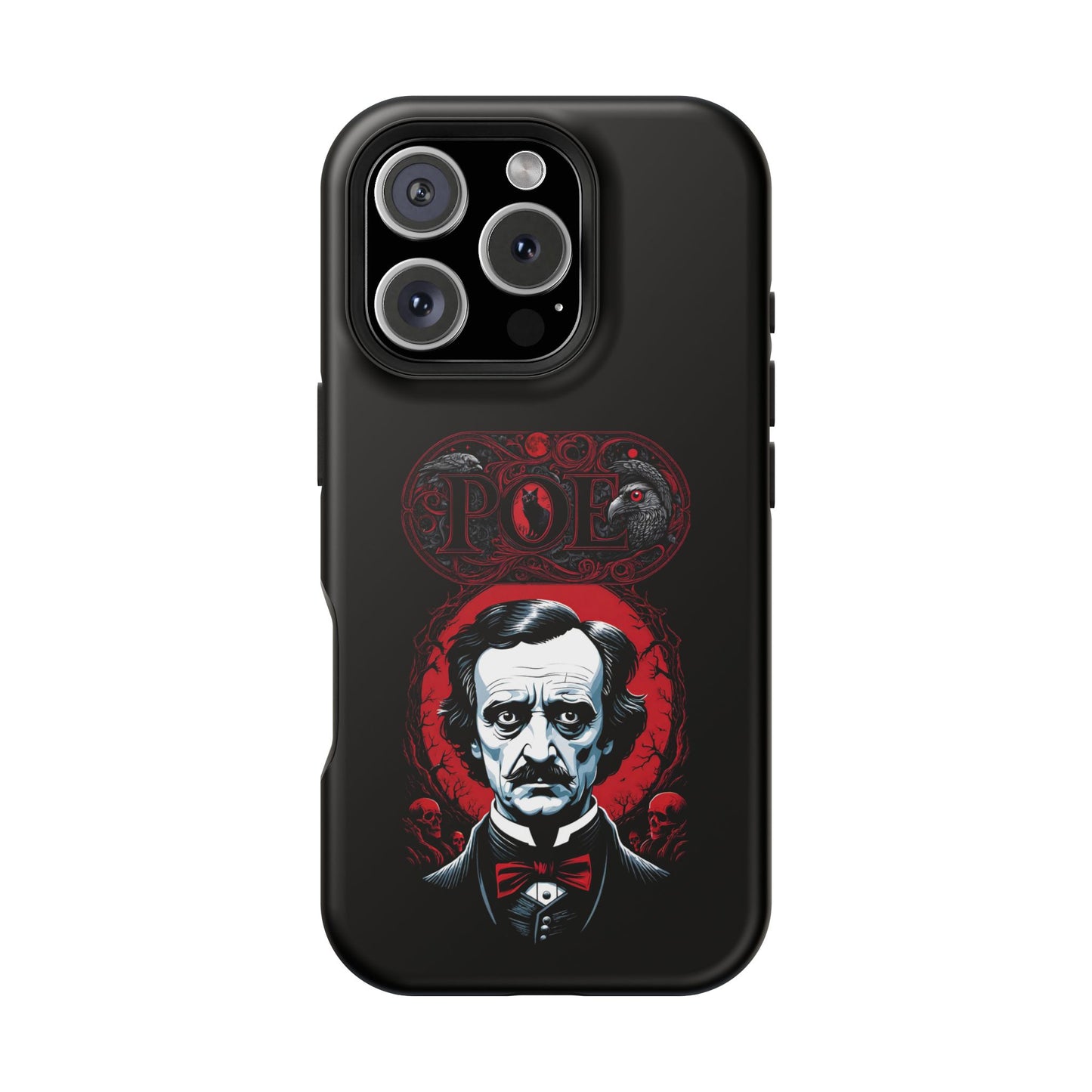 Gothic Edgar Allen Poe Impact-Resistant Cell Phone Case, Skulls Ravens Black Cat, Macabre Poe Fan Gift, Gothic Phone Cover, Creepy Gothic