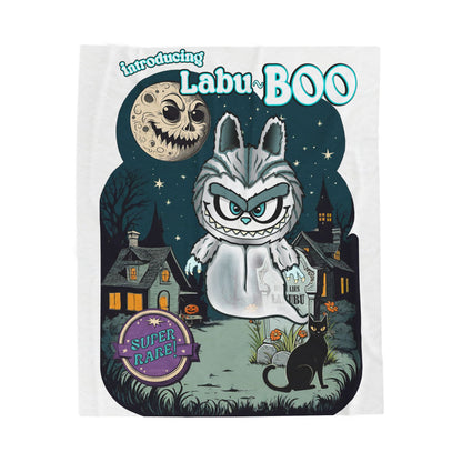 Labu-Boo Velveteen Blanket - Spooky and Charming Halloween Throw, Soft Unique Blanket, Vintage Cartoon Style Design