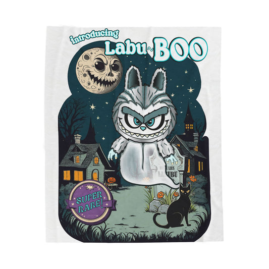 Labu-Boo Velveteen Blanket - Spooky and Charming Halloween Throw, Soft Unique Blanket, Vintage Cartoon Style Design