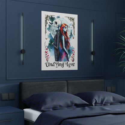 Jack and Sally Undying Satin Poster, Halloween Christmas Gothic Love, Holiday Tribute Decoration, Wall Art Print, Home Decor, Halloween