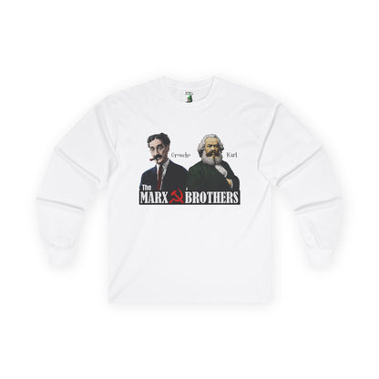 Marx Brothers Unisex Long Sleeve T-shirt, Groucho Karl Marx Political Satire Tee, Nerdy Humor Gift, Social Gathering Apparel