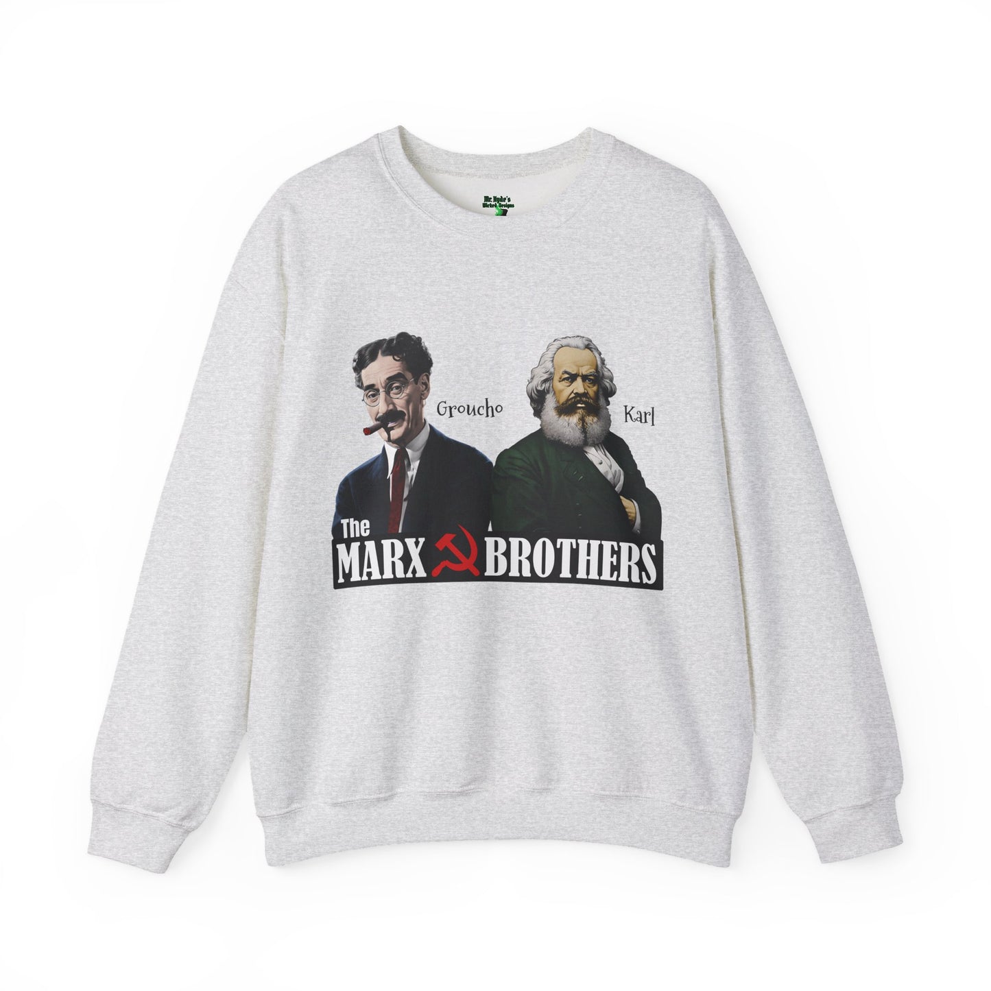 The Marx Brothers Unisex Sweatshirt, Groucho Marx, Karl Marx, Funny Political Cotton Crewneck, Nerdy Humor Shirt