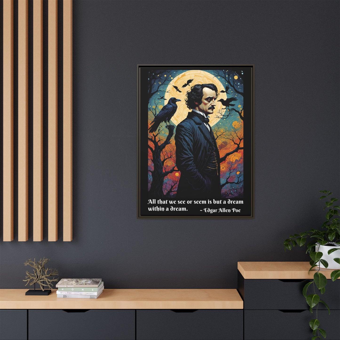 Edgar Allan Poe Portrait Matte Canvas | Framed Literary Wall Art