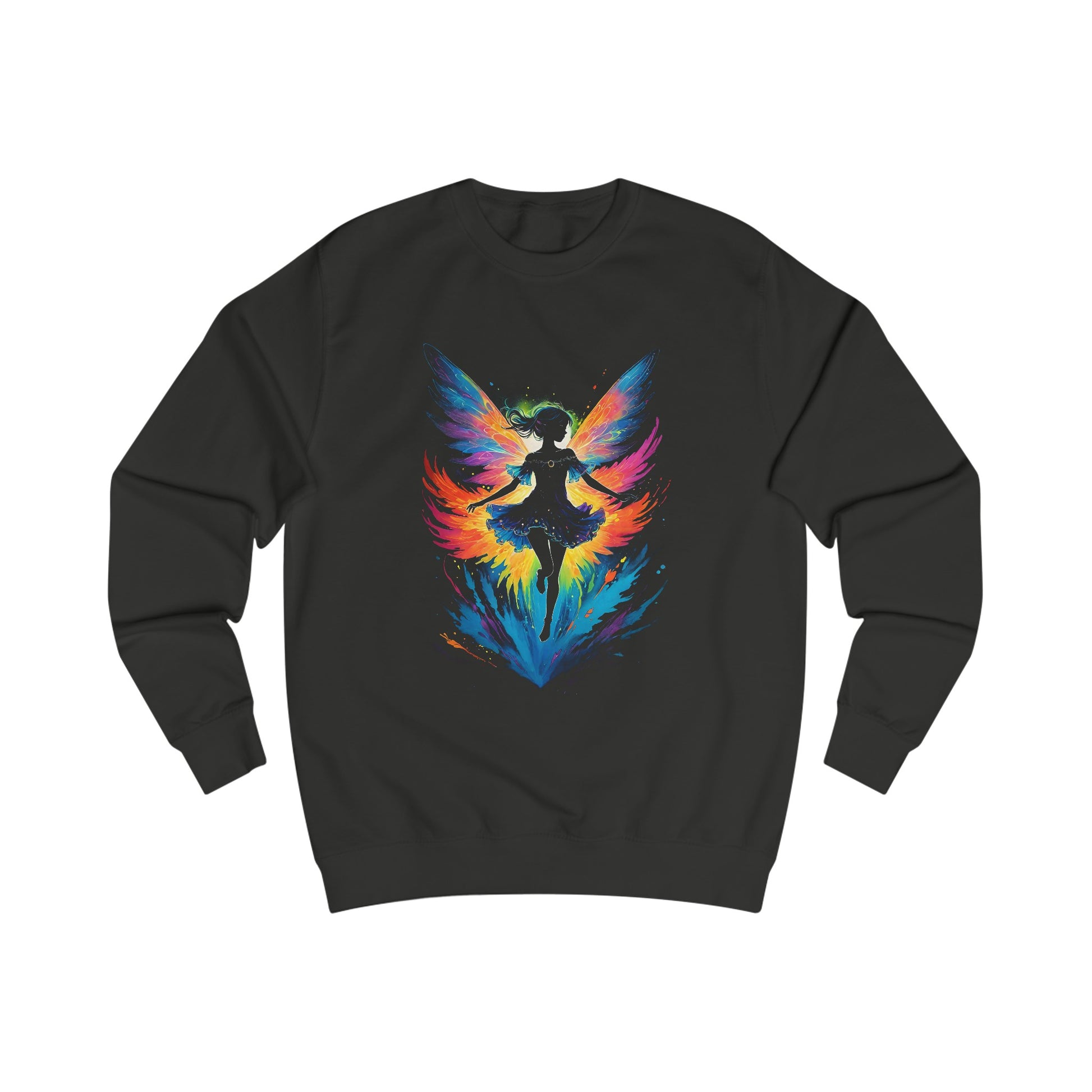 This stunning Fairy sweatshirt is sure to delight any fan of fairies, fantasy, and magic. This magical fairy Sweatshirt is a super light design with all of the black ink removed making the design super light and soft on an all cotton Women's Sweatshirt