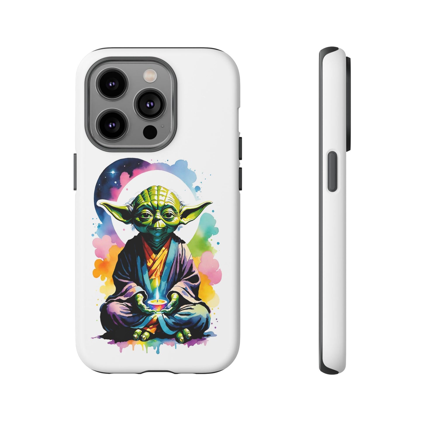 Rugged Phone Case, Watercolor Yoda Design - Star Wars Inspired Phone Cover, Jedi Master Tough Cases, Groovy Yoda Cell Phone Case, Colorful