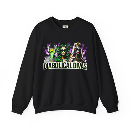 Diabolical Divas sweatshirt, Gothic Horror sweatshirt, Movie Monster T-shirt, Halloween t-shirt, unisex gothic t-shirt, Unisex Heavy Blend™ Crewneck Sweatshirt