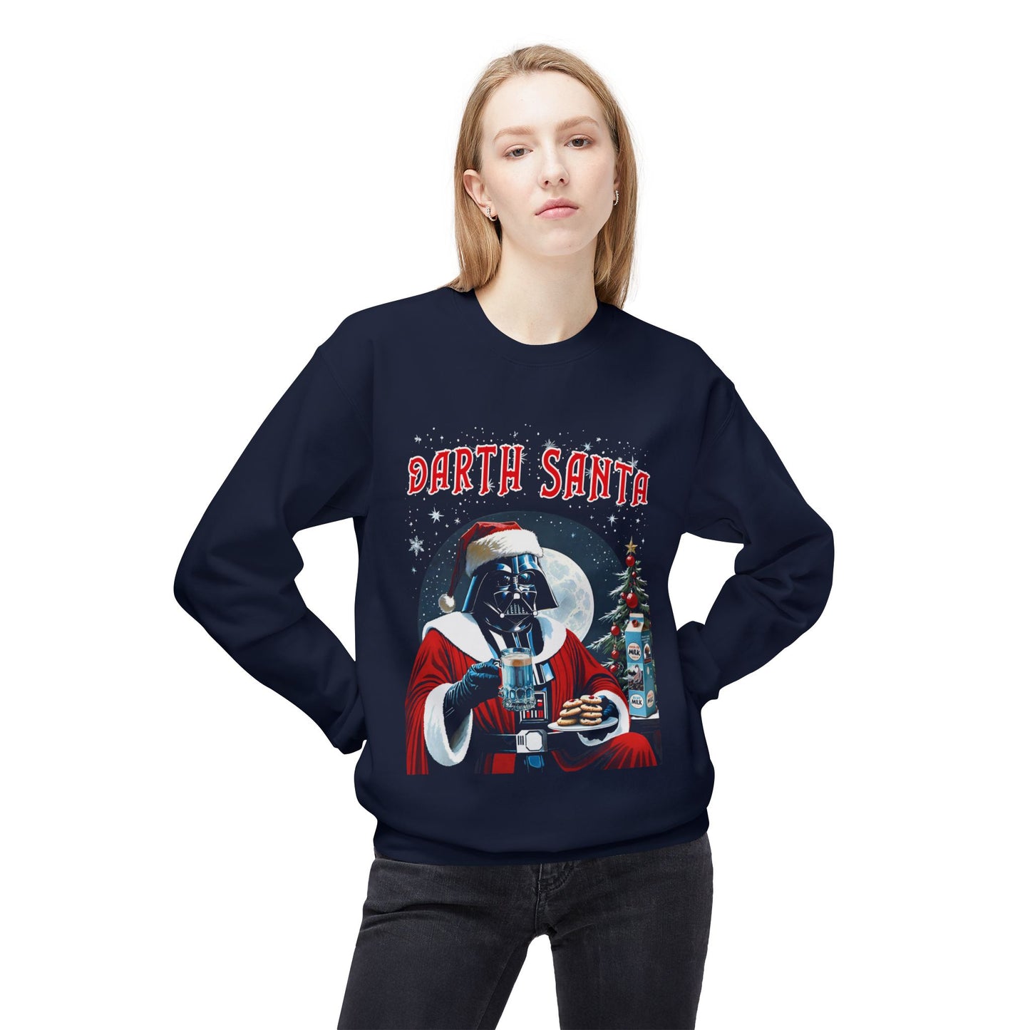 Darth Santa Sweatshirt, Star Wars Christmas Fleece Jumper, Blue Milk Santa Sweatshirt, Christmas Gift for SW Fans, Dank Farrik Crewneck,