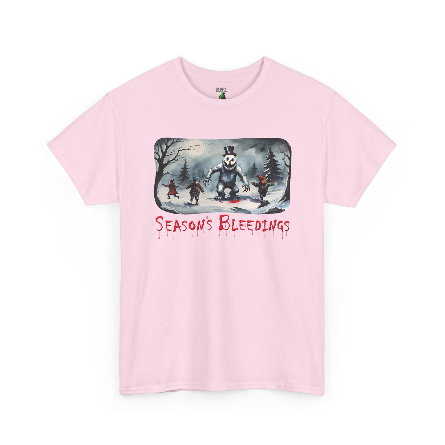 Season's Bleedings Snowman Horror T-Shirt | Creepy Winter Scene | Fractured Fairytales