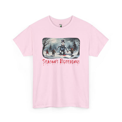 Season's Bleedings Snowman Horror T-Shirt | Creepy Winter Scene | Fractured Fairytales