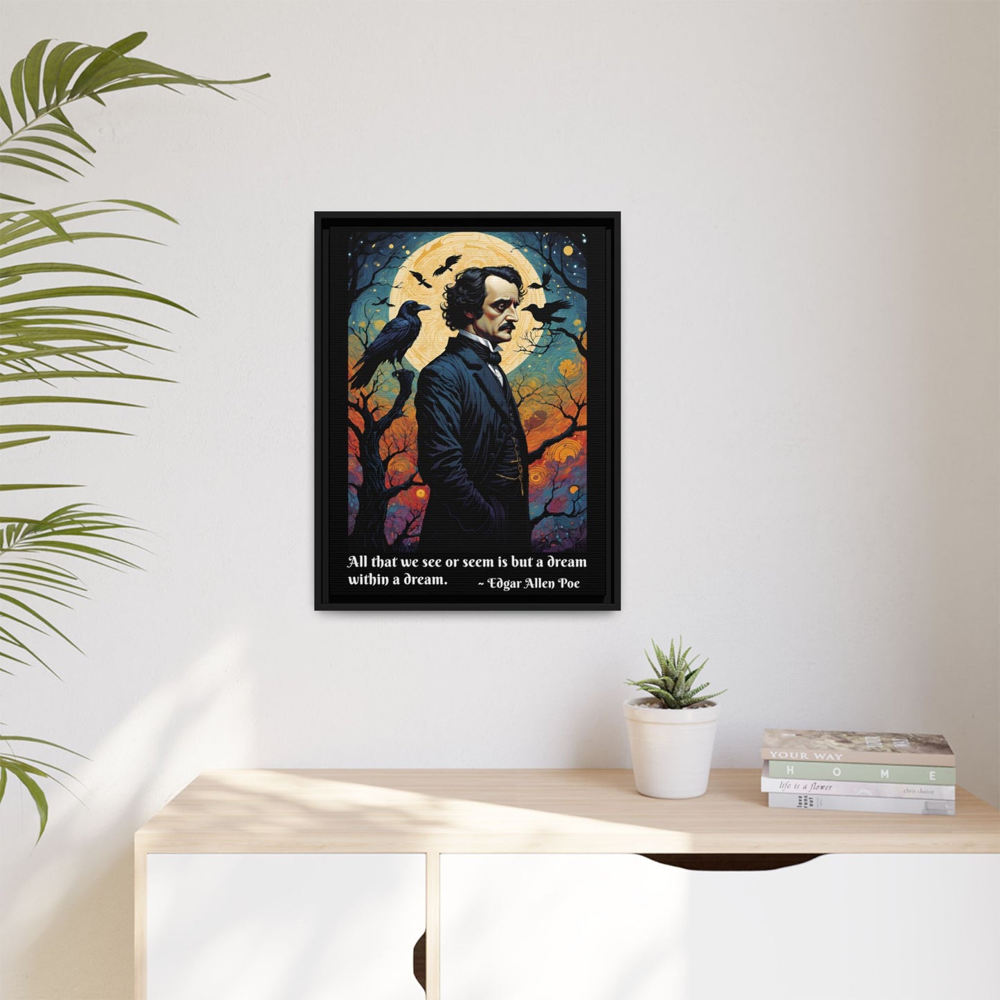 Edgar Allan Poe Portrait Matte Canvas | Framed Literary Wall Art