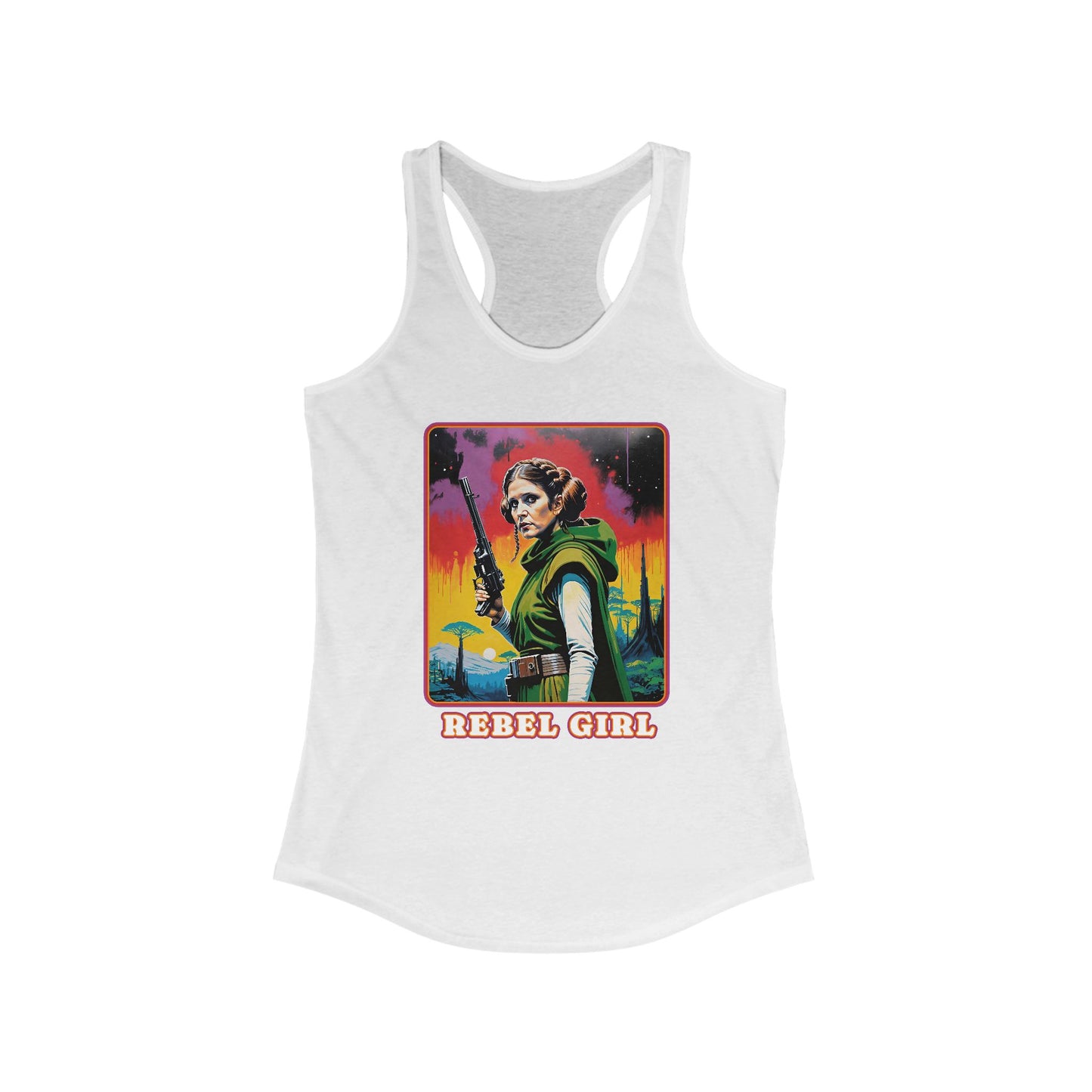 Princess Leia Racerback Tank - Ideal Rebel Girl Top for Sci-Fi Fans, SW Cosplay, Rebel Girl Sportswear, Geek Chic, Xmas Gift