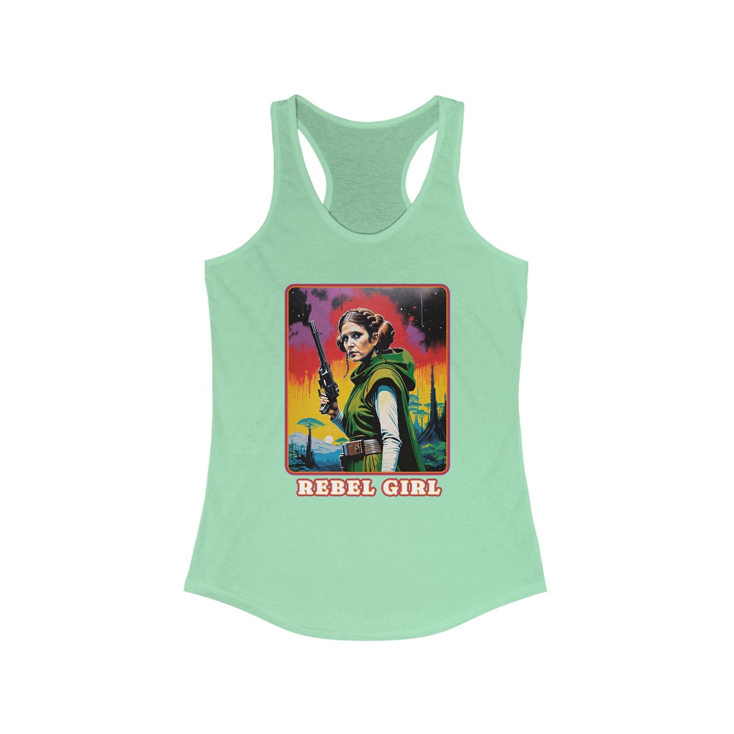 Princess Leia Racerback Tank - Ideal Rebel Girl Top for Sci-Fi Fans, SW Cosplay, Rebel Girl Sportswear, Geek Chic, Xmas Gift