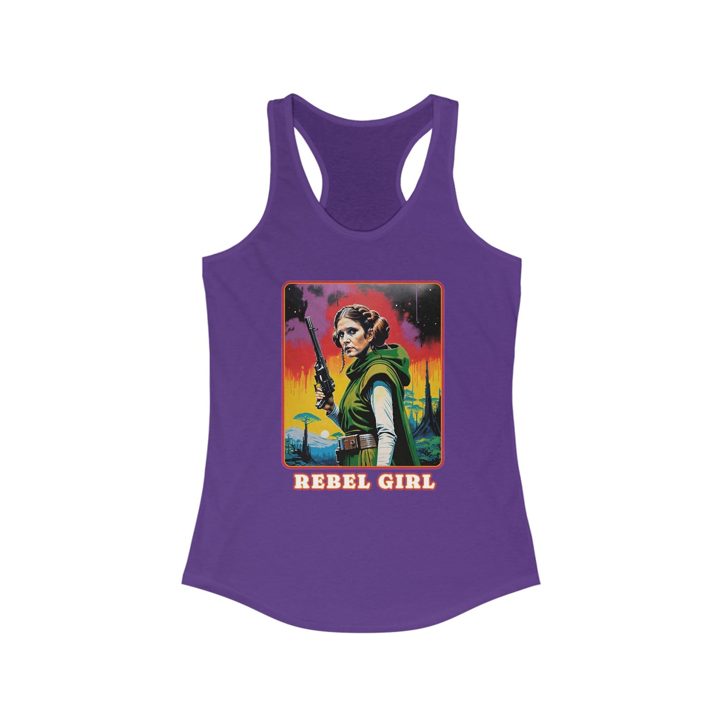 Princess Leia Racerback Tank - Ideal Rebel Girl Top for Sci-Fi Fans, SW Cosplay, Rebel Girl Sportswear, Geek Chic, Xmas Gift