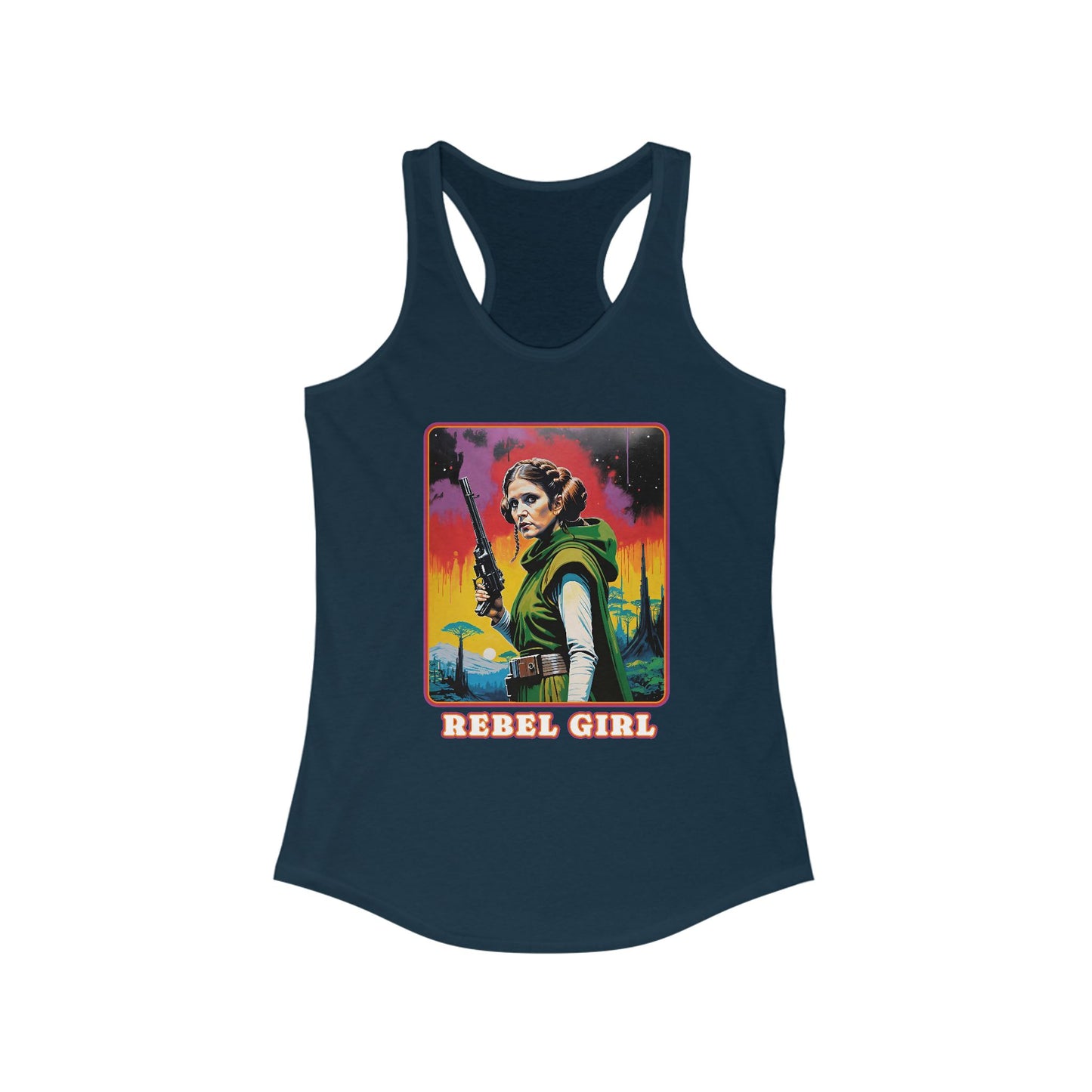 Princess Leia Racerback Tank - Ideal Rebel Girl Top for Sci-Fi Fans, SW Cosplay, Rebel Girl Sportswear, Geek Chic, Xmas Gift